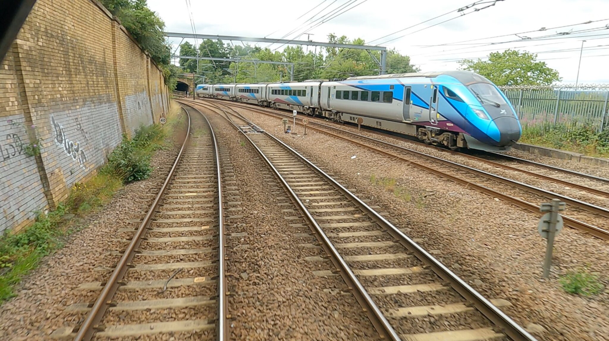 View from a Class 802 cab approaching Newcastle